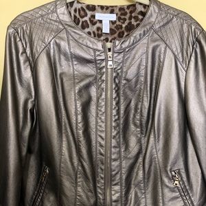 Charter Club Bronze Faux Leather Jacket Large